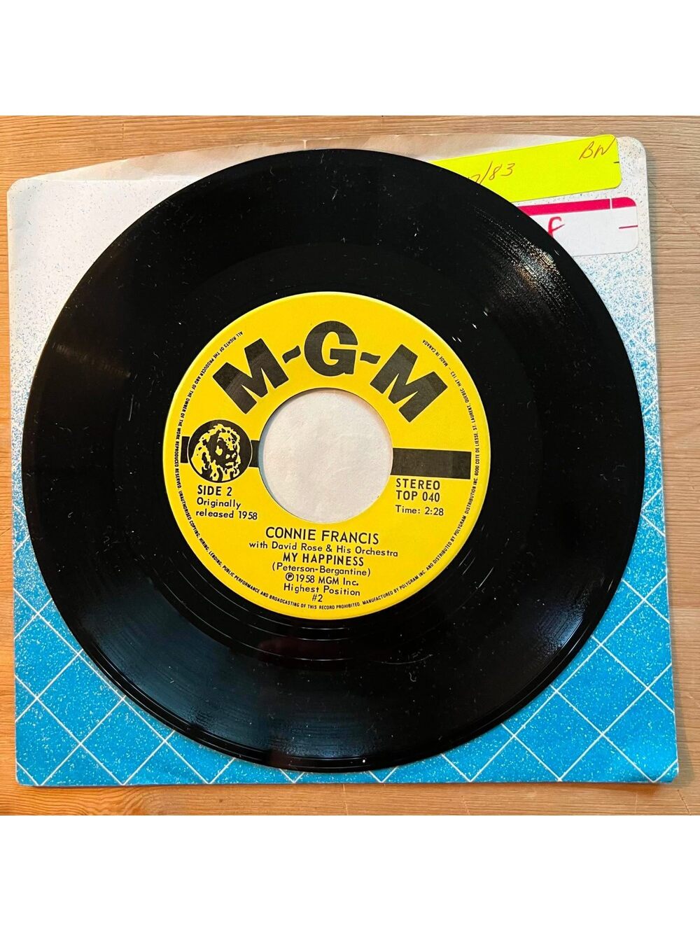 Connie Francis - My Happiness/Who's Sorry Now 45rpm VG+ R11